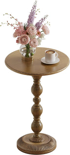 Small Round Metal Side Table, Lightweight Antique Accent Table,Retro Round Drink Table,Small Pedestal Table for Living Room, Bedroom, Corners (1, Antique Gold)
