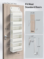 Yecaye 5 Tier Over the Door Organizer, 44lbs Load Toy Stuffed Animal Storage 10 Side Pockets, Bathroom Organizers and Storage for Nursery Newborn Baby Essential Stuff Dorm Room Essentials, Cream White