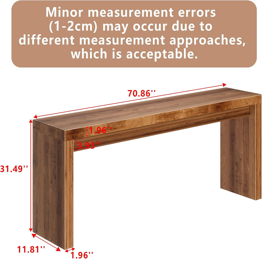70 Inch Long Entryway Table, Narrow Console Table for Foyer Hallway Living Room, 11.8'' Wide Table with Sturdy Structure, 31.5" Tall Sofa Table for Entry Way Decor & Storage, Burly Wood