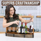 Liquor Bottle Display Shelf – Bar Shelf for Whiskey, Wine & Bourbon – Rustic Wall-Mounted Wooden Shelves, Countertop Rack, Stylish & Space-Saving Small Liquor Cabinet for Enthusiasts (Set of 2)