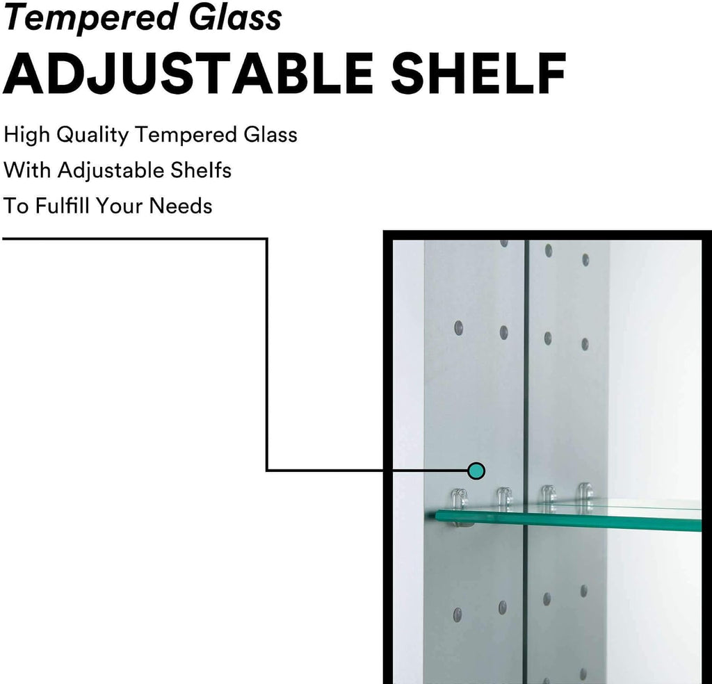 Fine Fixtures Bathroom Medicine Cabinet, Aluminum, Recessed/Surface Mount, Right/Left Hinged, Mirrored Interior (20 x 40)