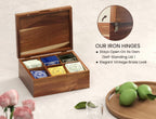 Acacia Wood Tea Bag Organizers, Tea and Sugar Packet Storage Chest with Lid, Wooden Teabag Holder Containers,Storage Box Teabox with 6 Compartments