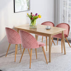 FurnitureR Upholstered Dining Chairs Set of 4, Mid Back Armless Accent Chair Velvet with Wood Legs for Home, Kitchen, Bedroom, and Living Room, Rose