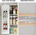 IRONCK Corner Cabinet, 72" Kitchen Pantry Cabinet, 6-Tier Freestanding Farmhouse Pantry with 2 Adjustable Shelves, 240°Swivel Doors, 2 Doors Storage, Spacious Hutch for Kitchen, Living Room, White