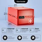 Lockabox One™ | Premium Medicine Lock Box | Medium Medication Lock Box With Code For Medicines, Vitamins & Supplements | External Size 12 x 8 x 6.6 inches (Medi Red)