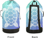Sea Turtle Laundry Backpack Large Heavy Duty Laundry Bag with Adjustable Shoulder Straps Laundry backpack for Traveling Dirty Clothes Organizer for College Students Waterproof