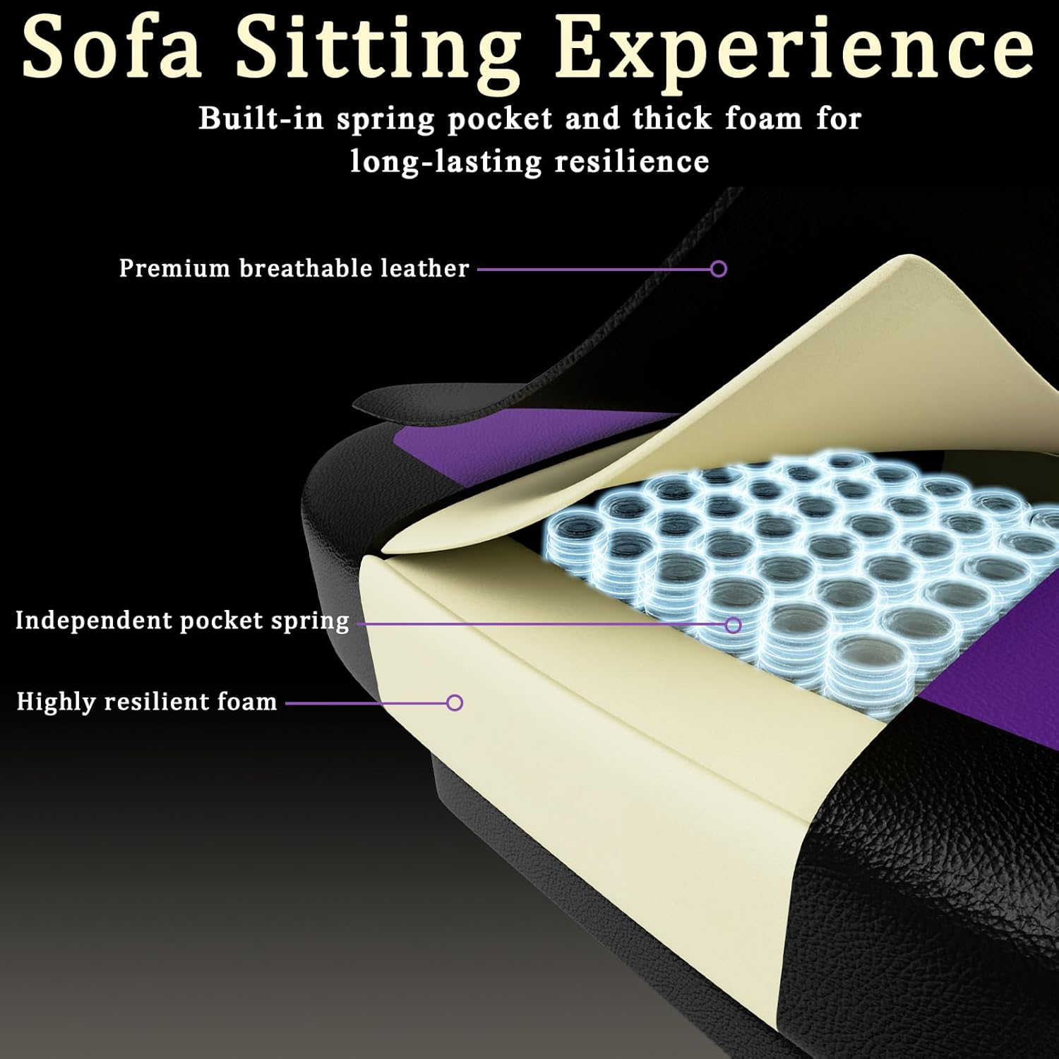 Gaming Chair with Pocket Spring Cushion and Footrest, Ergonomic Computer Chair for Adults, Breathable PU Leather Game Chair