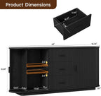 ONBRILL 63" Fluted Sideboard Buffet Cabinet with 3 Drawers & 2 Doors, Mid-Century Modern Buffet Sideboard Cabinet with Storage, Coffee Bar Table with Adjustable Shelf for Kitchen, Living Room, Black