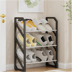 Simple Shoe Rack Ladder Style Shoe Cabinets Portable Doorway Shoe Rack Floor Standing Household Shoe Organizer Storage(Black)