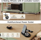 ONBRILL 56" Kitchen Island with Drop Leaf, Rolling Kitchen Cart with Trash Cabinet, Power Outlet, 2-Tier Open Shelves, 3 Drawers, Spice & Paper Towel Racks, 6 Wheels (4 Locking) for Dining Room, Green