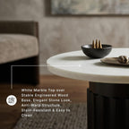 Signature Design by Ashley Wainstone Contemporary Accent Table wih Fluted Pedestal, White & Black