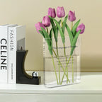 Alpharan Book Vase for Flowers Home Décor,Flower Vase Artistic and Cultural Flavor Decorative Vase Acrylic Clear Vase for Home and Office,Gifts for Book Lovers. (Transparent)