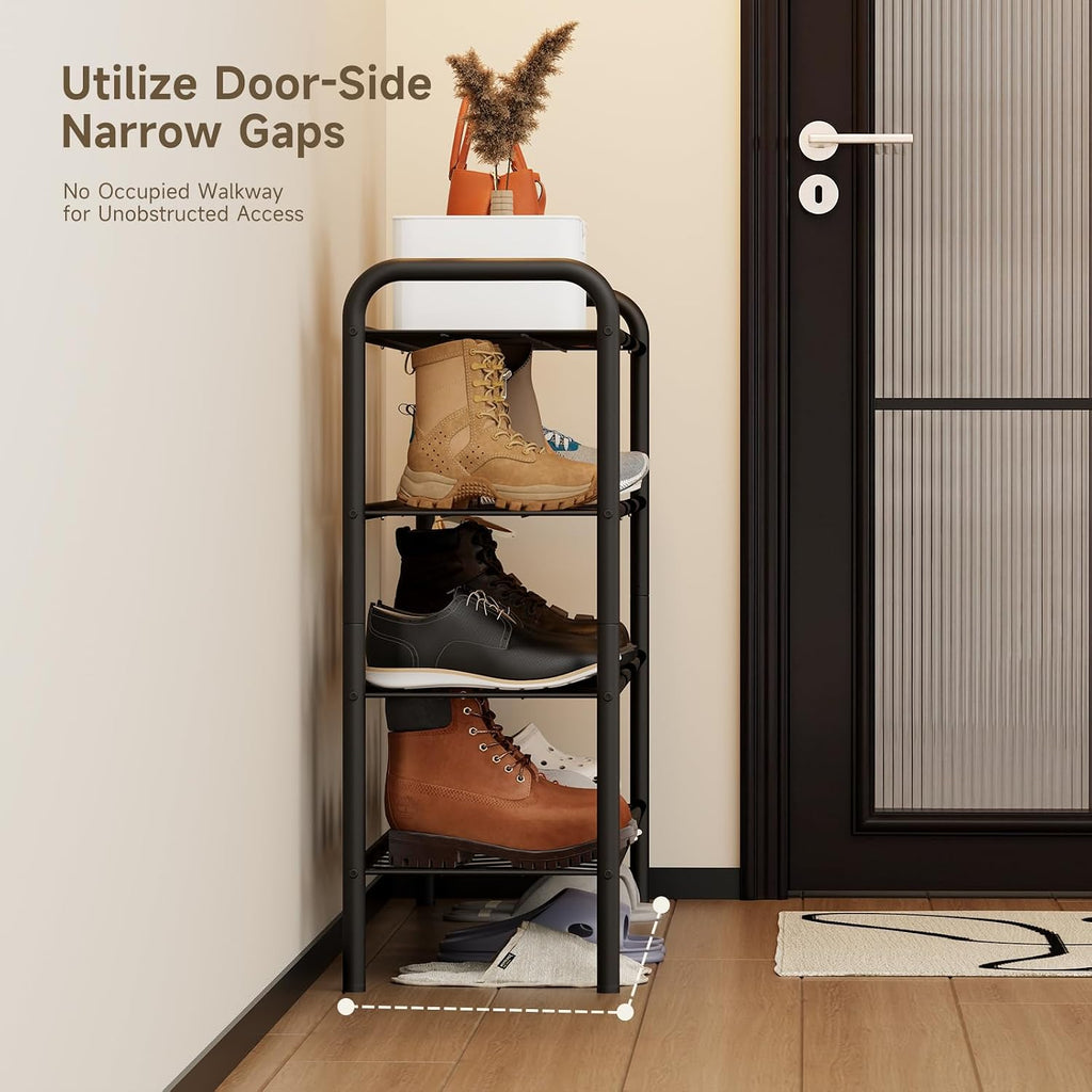 Shoe Rack,Long Shoe Organizer for Closet,Wide Shoe Storage for Entryway,4 Tier Sturdy Metal Free Standing Shoe Shelf