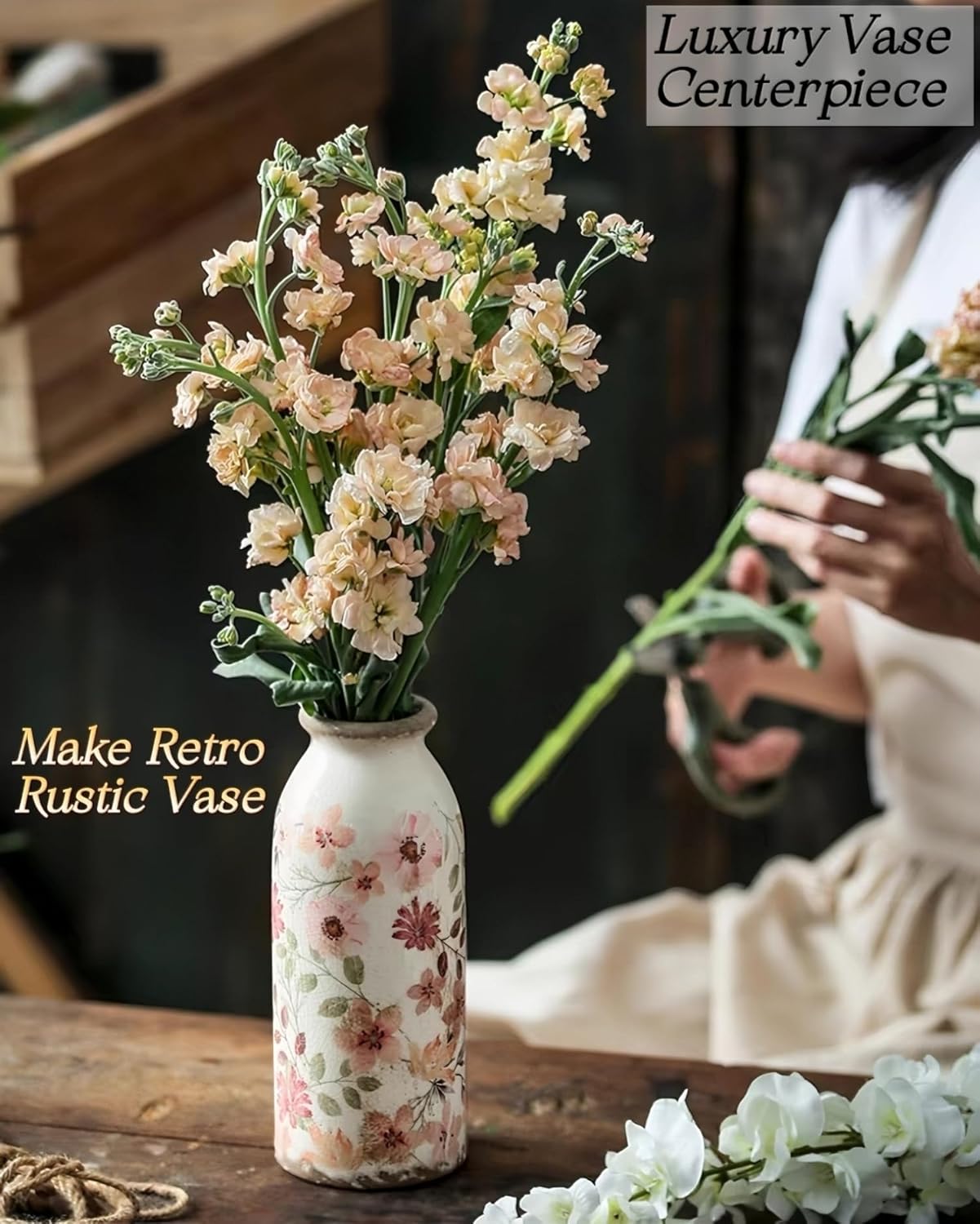 TEWEIQI Vintage Ceramic Small Vase, Farmhouse Rustic Décor, Home Decorative Vase for Your Kitchen, Bedroom, Office, Living Room, Bathroom& Shelf Centerpiece Table Decorations (Retro Creative Style S)