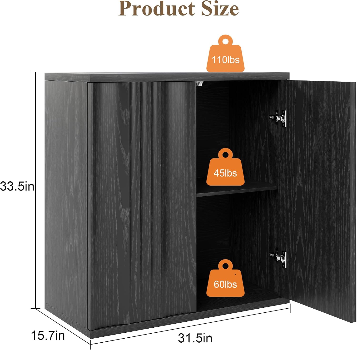31.5" Buffet Cabinet with Storage for Living Room, Fluted Sideboard with Adjustable Shelves & Press-Spring Doors, Modern Coffee Bar Cabinet for Entryway & Kitchen, Black