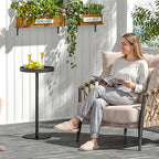 Height Adjustable Drink Table, Small Round Side Table, Weighted Martini Pedestal Tables for Small Spaces, Living Room, Bedroom, Sofa Couch, Office, Black