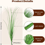 Sweetyear 12Pcs Artificial Plants Outdoor, 21" Fake Shrubs Wheat Grass, Greenery Stems Onion Grass, UV Resistant Faux Tall Grass Plants for Garden Porch Window Box Indoor Home Decor (Green)