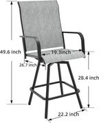 Anmutig Gray Outdoor Counter Bar Stools Set of 4,Swivel Patio Bar Chair All Weather