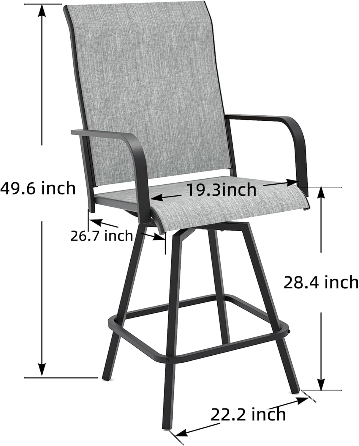 Anmutig Gray Outdoor Counter Bar Stools Set of 4,Swivel Patio Bar Chair All Weather