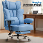 GTPLAYER Big and Tall Office Chair, Wide Ergonomic Gaming Chair with Deluxe Embossing Designed Leather with Foot Rest,150°Reclining Adjustable Soft Armrests Pocket Spring Back Support and Pillow