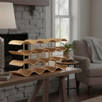4-Tier Wine Rack Countertop, 14 Bottles Wooden Wine Holder Inserts for Cabinet, Freestanding Wine Shelf Storage Organizer for Bar or Pantry