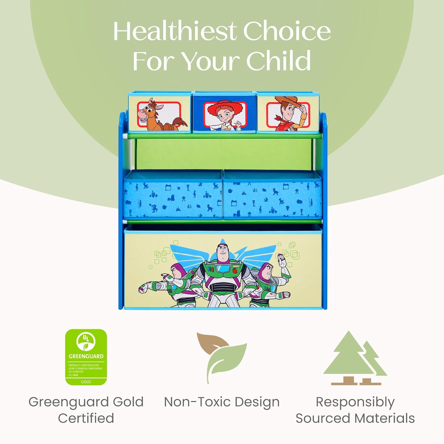 Delta Children - Toy Story Design & Store 6 Bin Toy Storage Organizer - Greenguard Gold Certified, Blue