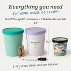 StarPack Freeze The Day Homemade Ice Cream Containers (2-Pack, 1 Quart) - Airtight Silicone Lids, BPA-Free Reusable Ice Cream Freezer Containers with Lids, Stackable, Lavender & Mint