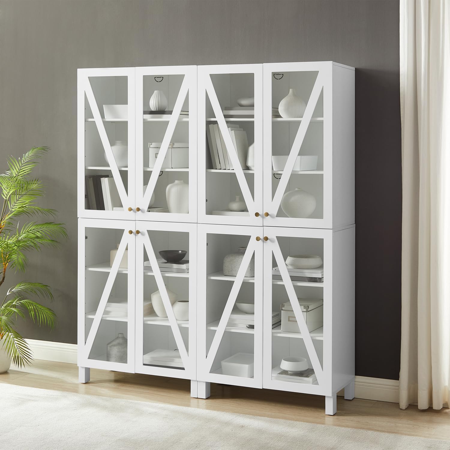 Maykoosh Tall Pantry Storage Set - 4 Stackable Cabinets - Modern Kitchen Organizer - 72 Inch White