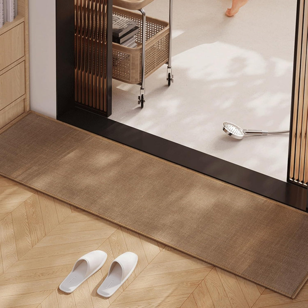 Super Absorbent Bath Runner Mat, Non-Slip Bathroom Rug, Long Narrow Floor Carpet for Shower, Machine Washable (Taupe, 12''X47'')
