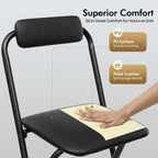 1 Pcs Folding Bar Stool with Backrest, 29.5 Inch Tall Foldable Stool Chair, Portable Space-Saving Counter Height Chair 275lbs Load Capacity for Kitchen Counter Home Dining, Black