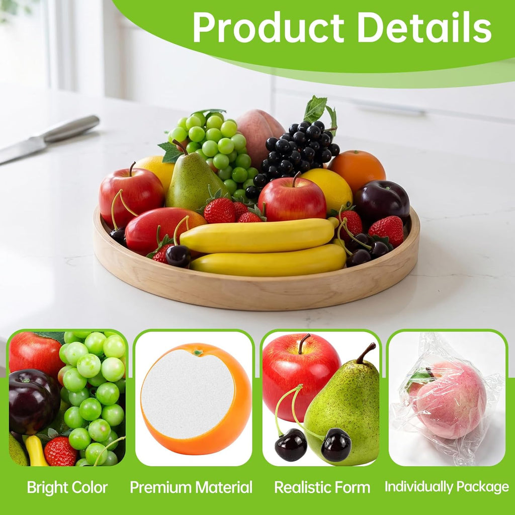 30 Pcs Fake Fruit Pack, Artificial Fruit for Party, Plastic Fruits Table Centrepieces Decoration Home Kitchen, Frutas Artificiales Decorativas, Apple Bananas