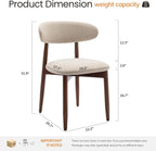 COLAMY Mid-Century Modern Wooden Dining Chair Set of 6, Indoor Upholstered Kitchen Chairs with 2.6" Cozy Padded Seat, Walnut Finish Side Dining Chair for Dining Room & Kitchen, Beige