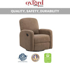Oxford Baby Snuggly Glider Recliner Rocking Chair 360° Swivel for Nursery and Living Room - Boucle Teddy Brown