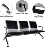 Kinsuite Set of 4 Waiting Room Reception Chairs with Arms 3-Seat Office Guest Chairs & Reception Chairs Bench PU Leather for Airport Office Bank Hospital Seat