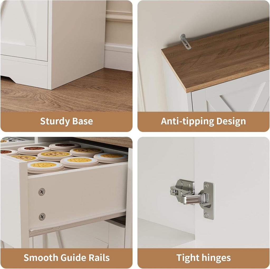 71'' Tall Kitchen Pantry Storage Cabinet with Charging Station, Farmhouse Pantry Cabinet with 3 Drawers & 4 Cabinets, Wide Kitchen Hutch with Countertop for Dining Room, White