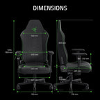 Razer Iskur V2 X Ergonomic Gaming Chair: Built-in Lumbar Support - Widened Seat Base - High Density Foam Cushions - Adjustable 152 Degree Recline - 2D Armrests - Plush Fabric Finish - Black