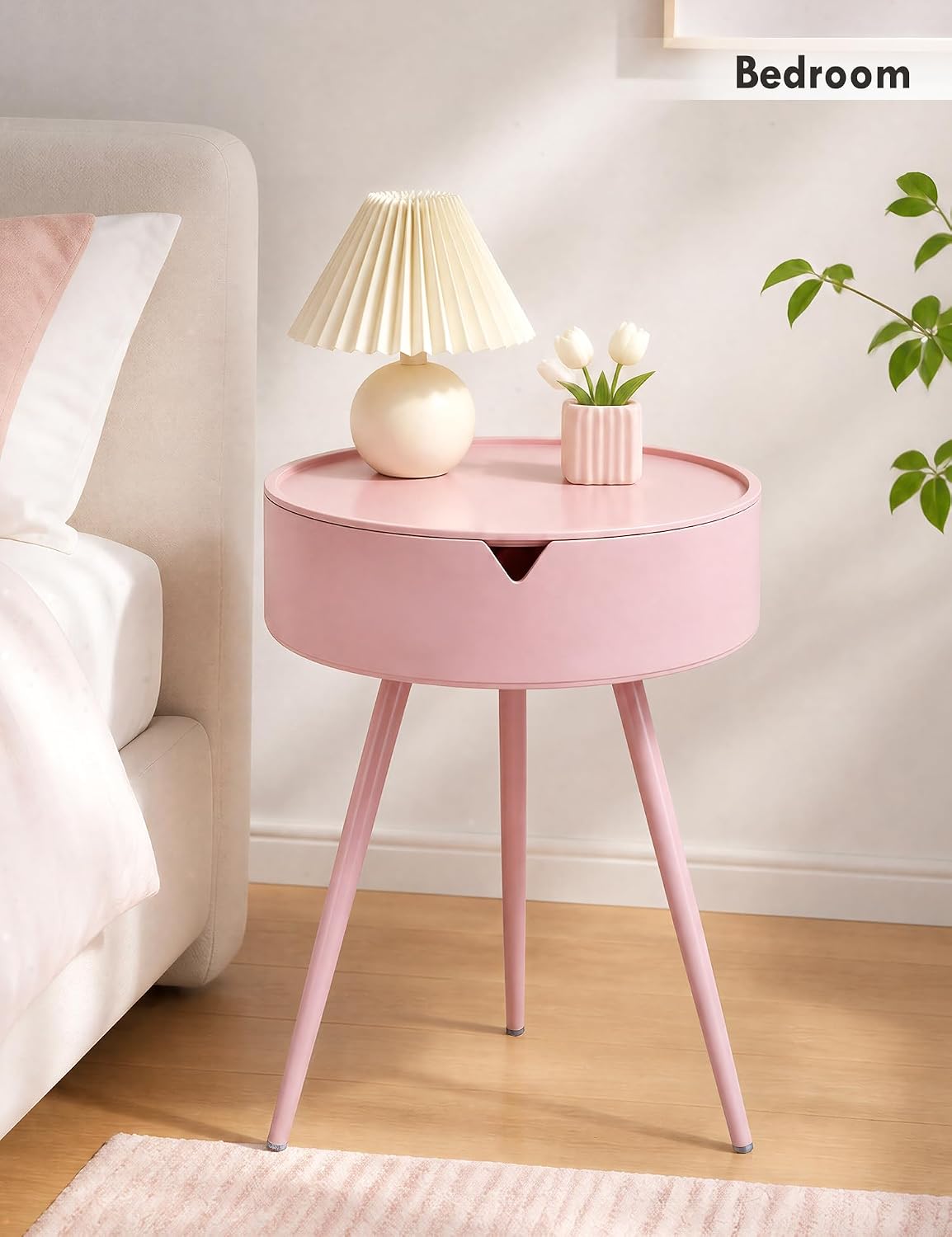 TOPWAVE Small Round Side Table – Lift-Top Storage PVC Table, Metal Legs, Perfect for Living Room & Small Spaces, Multiple Colors