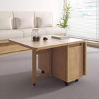 Center Table Foldable End Tables,Side Table with Storage Cabinet for Living Room, Small Bedside for Bedroom, Mobile Sofa Dinning with Wheels Storage Shelf