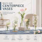 60pcs Glass Vase Cylinder Vases for Centerpieces 4,6,7.5,8,10 Inch Tall Small Flower Glass Vases Home Decor Centerpiece Table Clear Flower Vase Decorations for Wedding＆Holiday