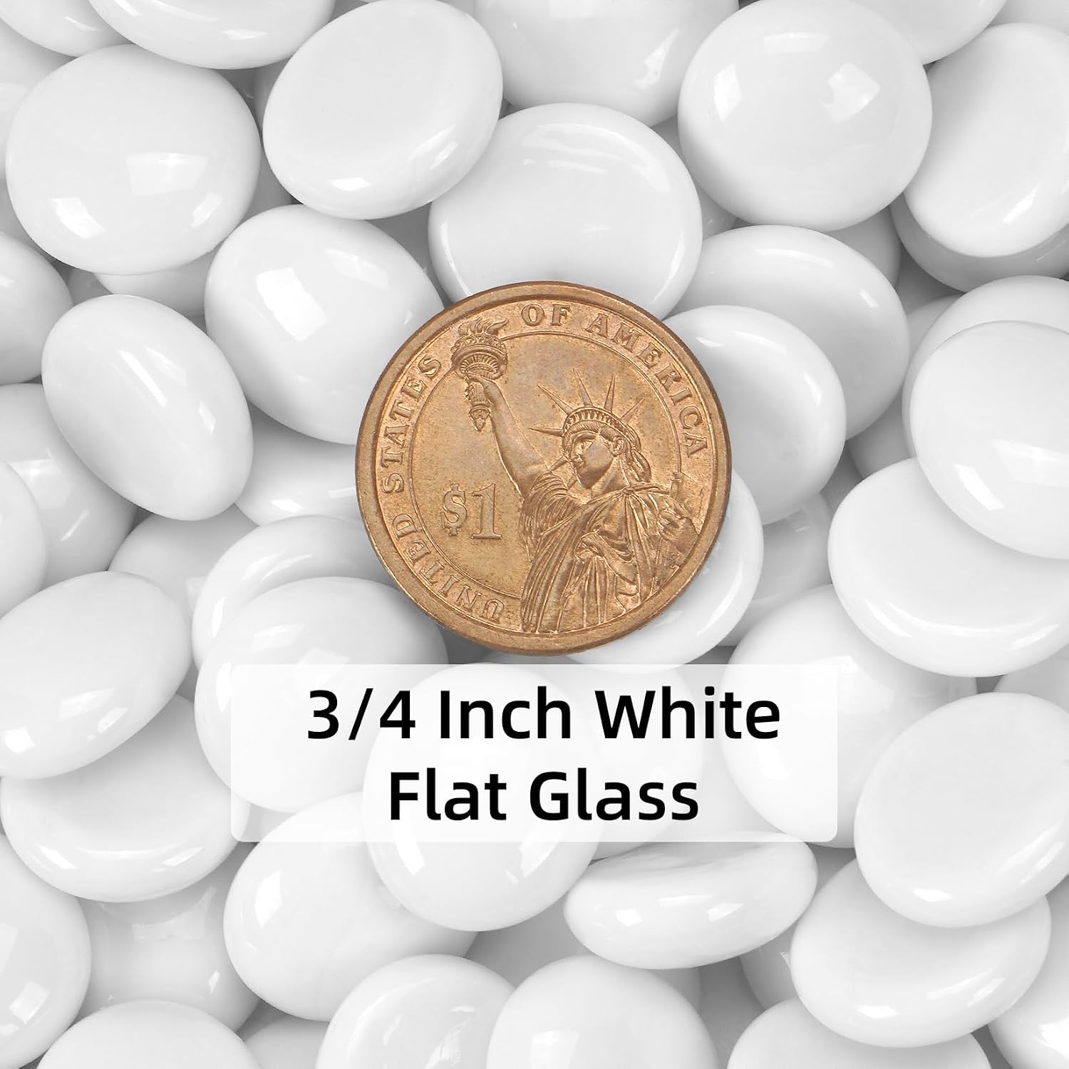 1LB White Flat Glass Marbles for Vases, Gemstone Beads Vase Filler Decorative Glass Pebbles for Fish Tank, DIY Crafts, Aquarium Decor Rocks