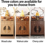 Wood Prayer Altar Table with Storage Cabinet and Drawer, Chinese Buddha Shrine Display Stand, Buddhist Decorative Side Table for Living Room (Wood, 50" L x 24" W x 50" H)