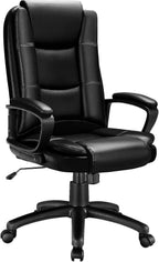 OFIKA Office Chair Computer Desk Chair Gaming - Ergonomic High Back Cushion Lumbar Support with Wheels Comfortable Black Leather Racing Seat Adjustable Swivel Rolling Home Executive (Black)