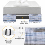 Grey Blue Paint Bed Skirt Queen Size 16" Drop Watercolor Abstract Light Blue Stripes Ruffled Wrap Around Bed Skirts Adjustable Elastic Bedskirt Dust Ruffle for Queen King California King Bed
