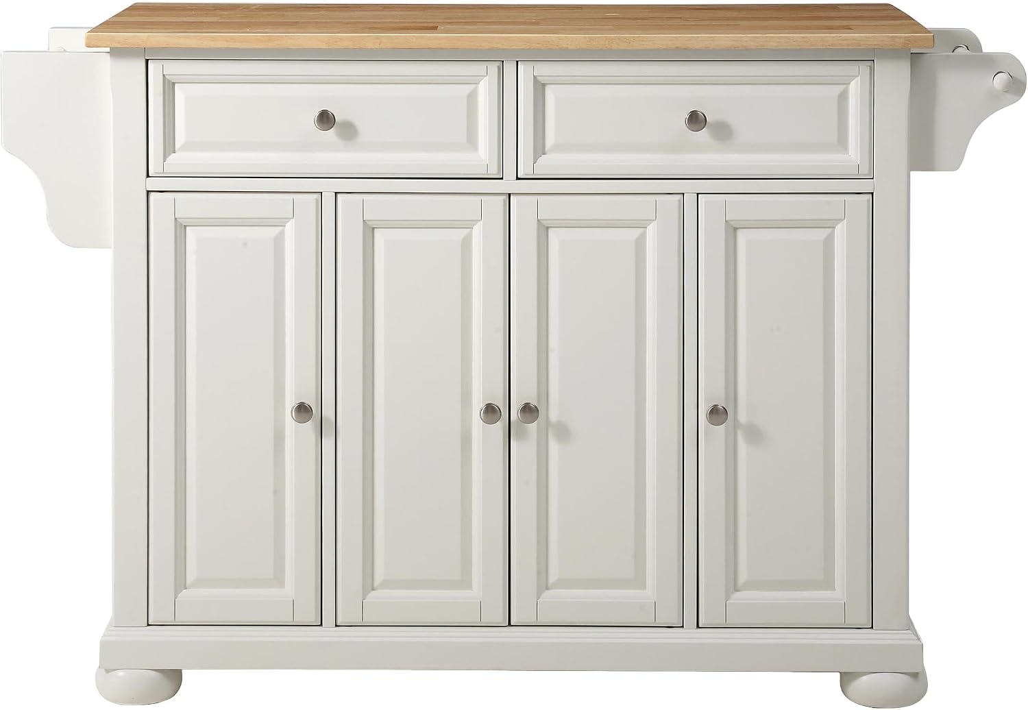 Crosley Furniture Alexandria Wood Top Rolling Kitchen Island Storage Cart, Microwave Stand, Spice Rack, White