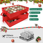 WDZREE Large Christmas Ornament Storage Box, Stores Up to 72-4" Ornaments Balls, 3 Individual Trays with Adjustable, Christmas Container Perfect for Holiday Decorations, 600D Oxford Fabric Tear-Proof