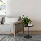 Small Round Side Table Set of 2 Drink End Tables for Living Room Small Spaces Modern Accent Bedside Nightstand Bedroom, Corners, and Office Walnut Ø 15.75 x H 16.93 & Black Φ13.78 x H 20.87