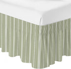 Boho Sage Green Bed Skirt Queen Size 16 Inch Drop, Adjustable & Elastic Wrap Around Bed Skirts Pleated Luxury Dust Ruffles for Twin Full Queen Cal King Base Bed, Minimalist Farmhouse Striped