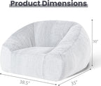 Bean Bag Chairs for Adults, Giant Beanbag Sofa Comfy Reading Chair, Oversized Bean Bag Chairs for Living Room Bedroom, Soft Faux Fur Fabric, 3.2FT, Light Grey, Plush
