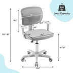 Kids Desk Chair, Height Adjustable Children Study Chair w/Lumbar Support, Swivel Mesh Seat, Universal Casters, Ergonomic Kids Task Chair for Boys Girls Aged 3-10, Home, School, Office(Grey)