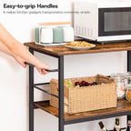 HOOBRO Kitchen Island with Storage, Industrial Kitchen Counter with Hooks and Side Enclosures, 3 Tier Kitchen Cart with Large Workstation, Saving Space, Easy Assembly, Rustic Brown and Black BF03ZD01